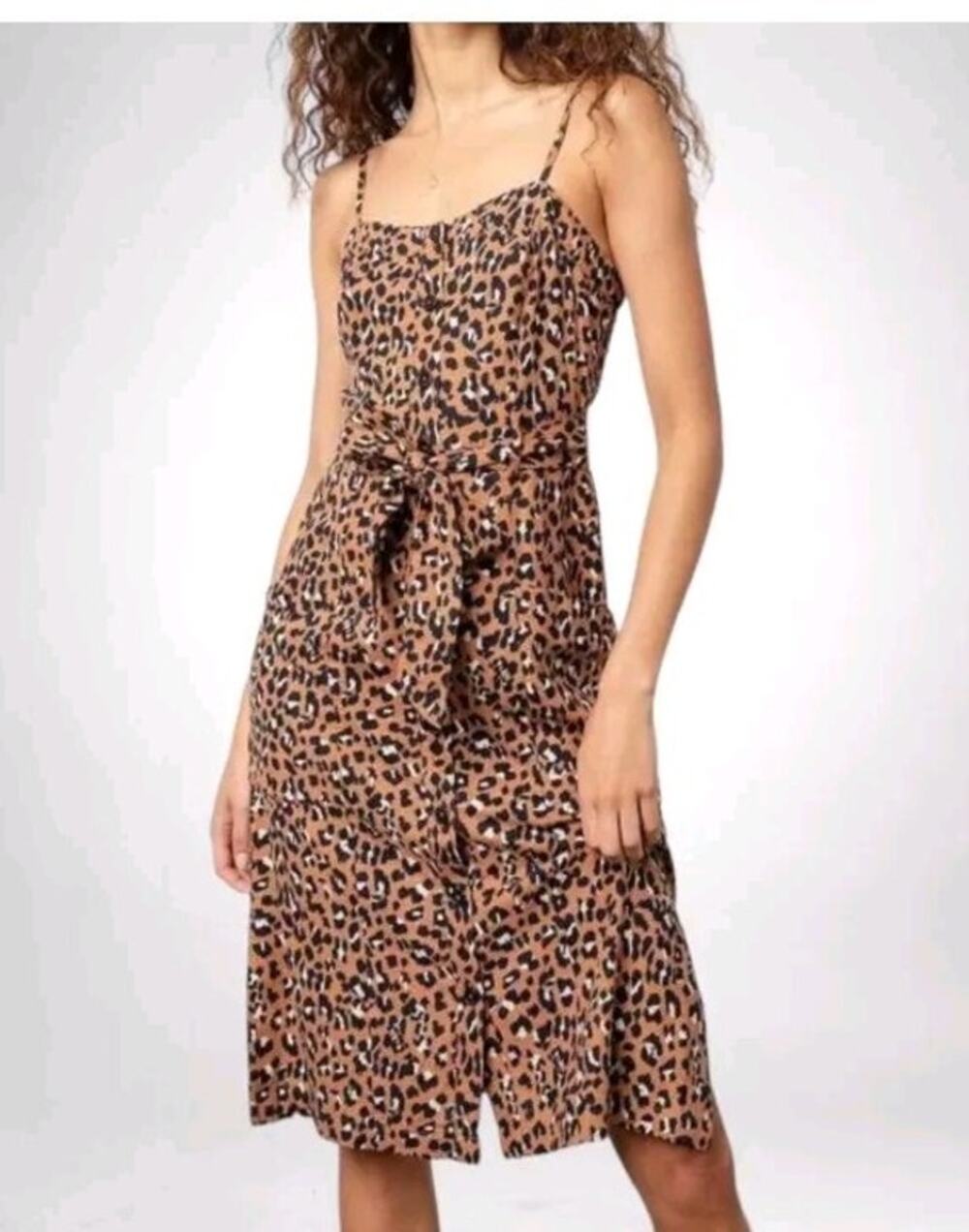 Women's Rails Linen Golden Leopard Evie Dress Size Large
